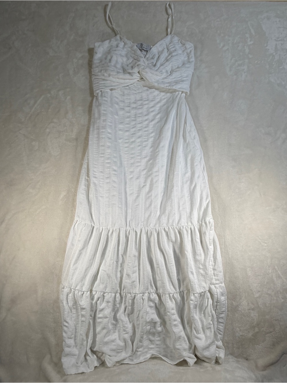 White Twist-Front Spaghetti Strap Maxi Dress - Picture 7 of 12